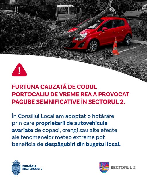Info sector 2 Primarul Rares Hopincă Furtuna cauzată de codul portocaliu de vreme rea a provocat pagube semnificative în Sectorul 2.